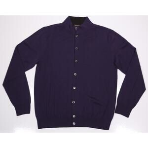 Paul Stuart Purple Knit Woven Wool Button Front Cardigan Sweater X-Small